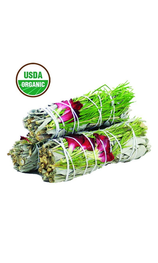 'Sweet Morning' Floral White Sage Smudge Stick (4 in.)