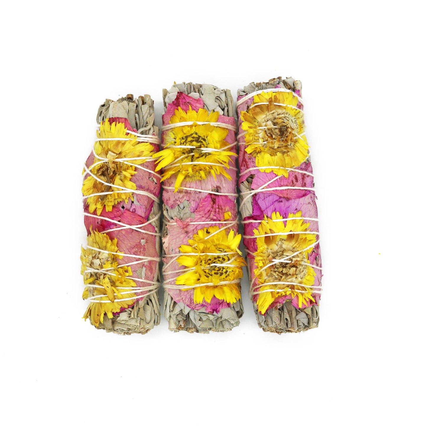 'Amor' Floral White Sage Smudge Stick (4 in.)