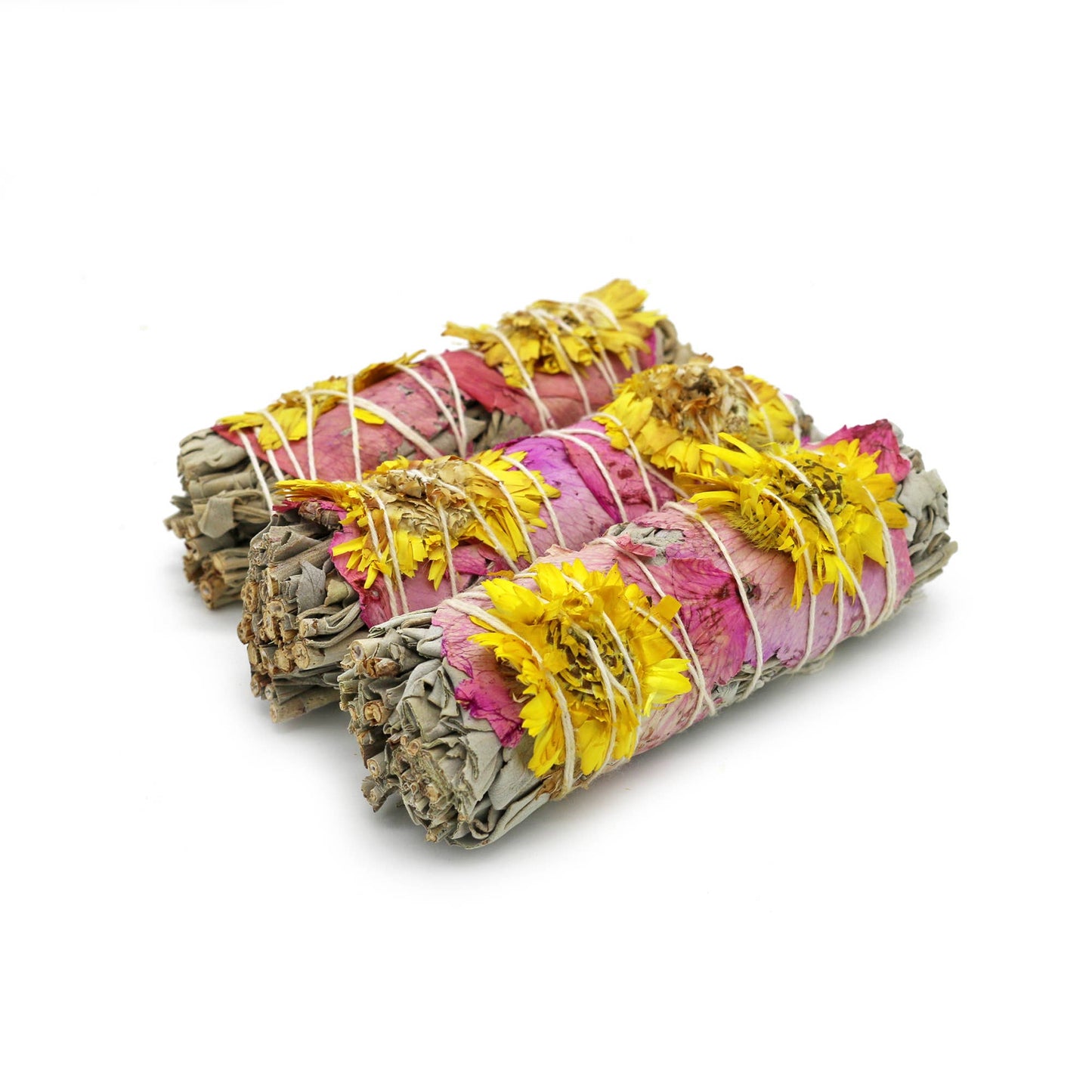 'Amor' Floral White Sage Smudge Stick (4 in.)
