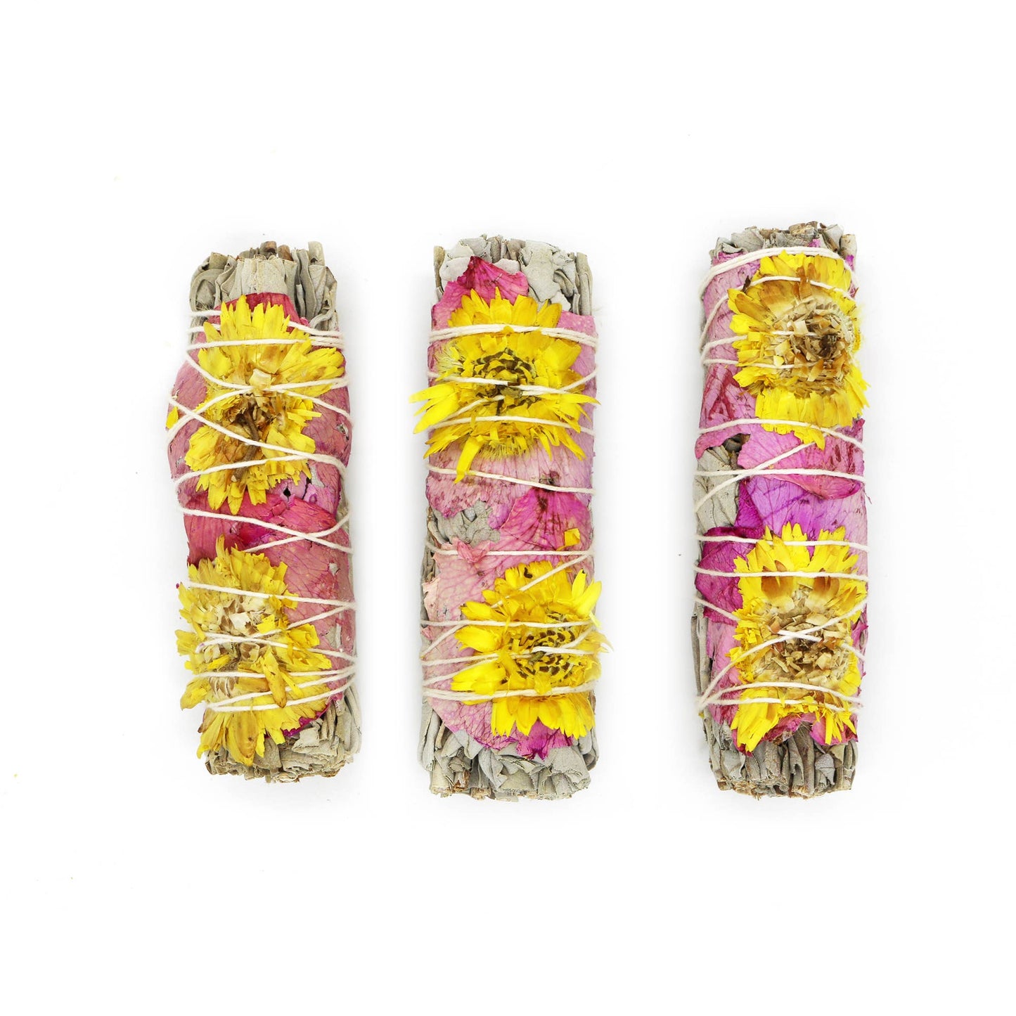 'Amor' Floral White Sage Smudge Stick (4 in.)